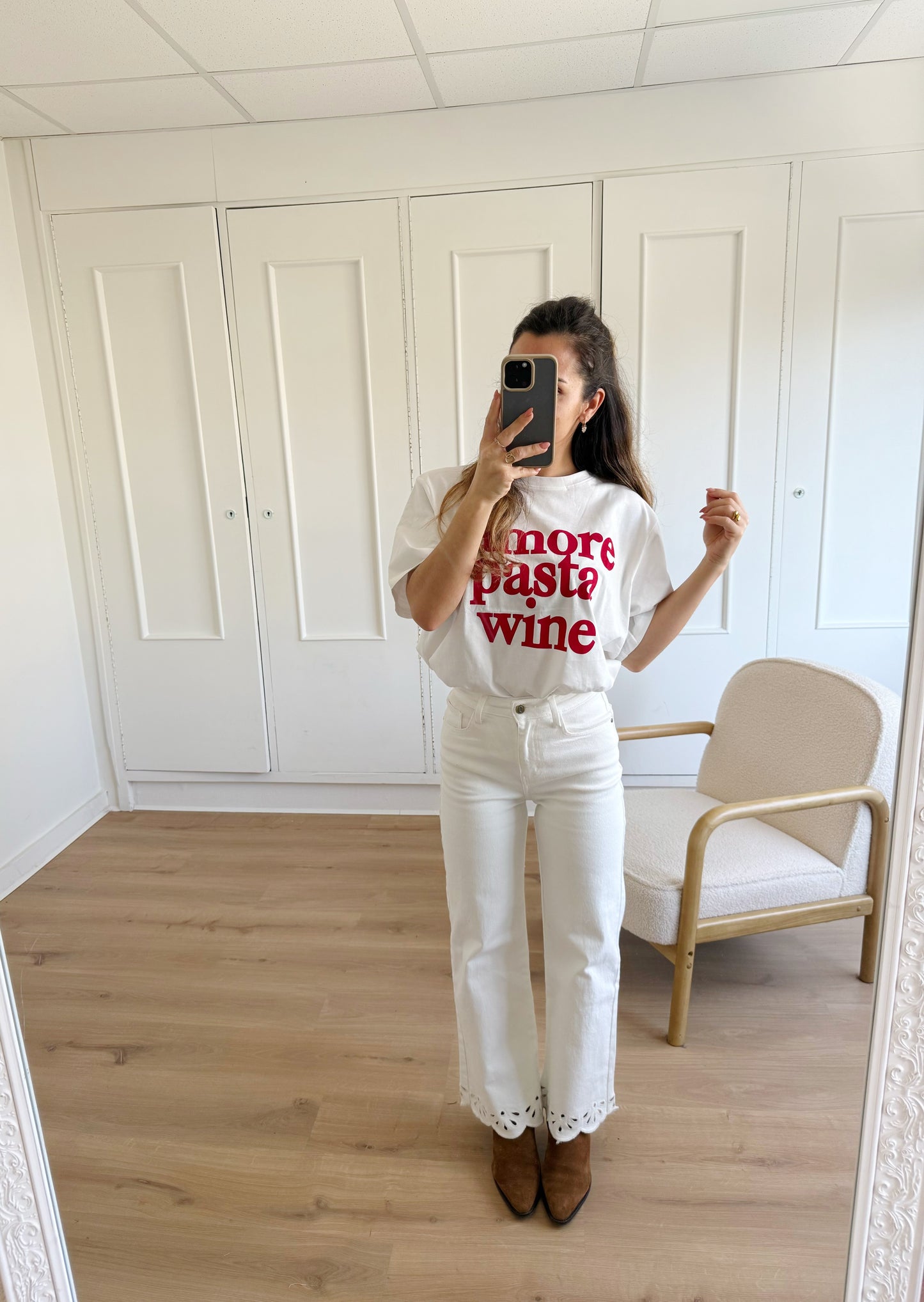 Tee shirt Amor, Pasta, wine