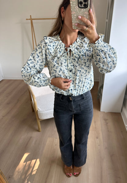 Blouse à col large fleurie Maria