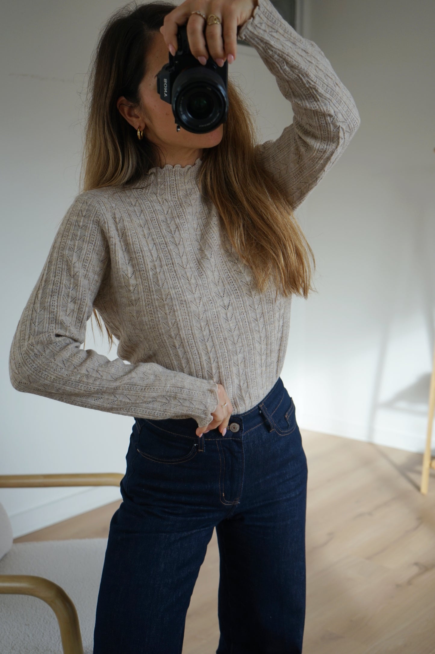 Pull fin Clara taupe