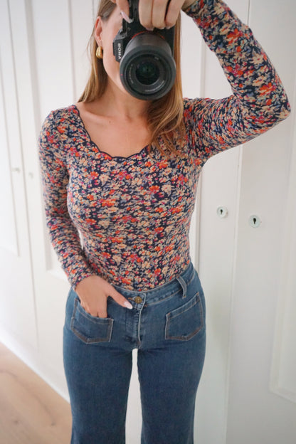 Body Martha fleuri bleu marine