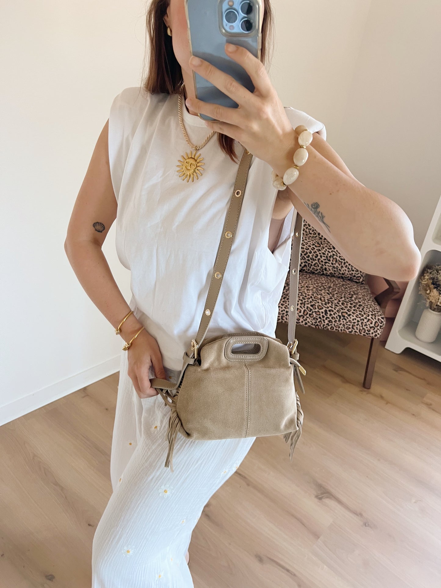 Sac à main en cuir Jodie beige