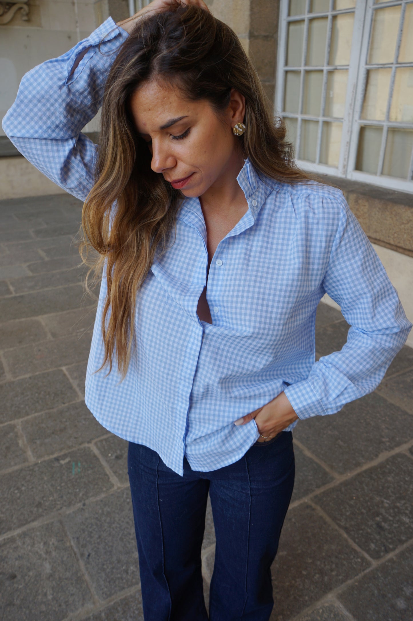 Chemise vichy bleue Albane