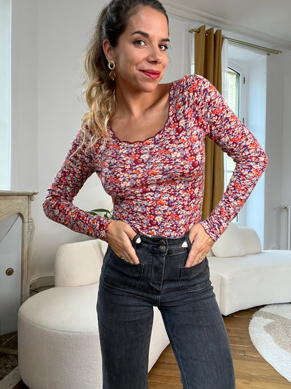 Body Martha fleuri bordeaux