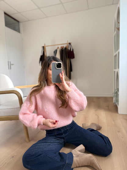 Maille en mohair et laine Gaia baby pink