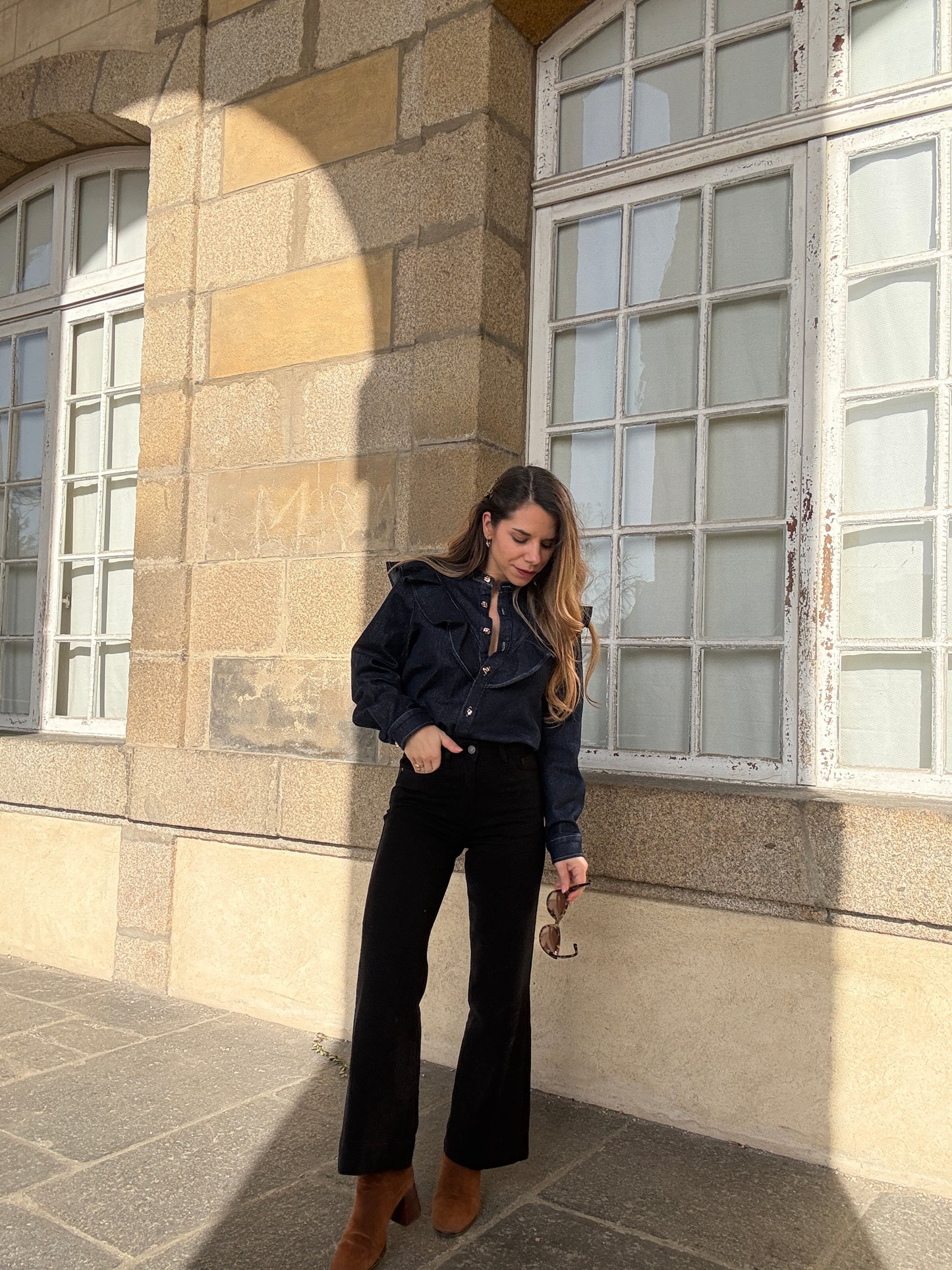 Chemise en jean à volants Elena