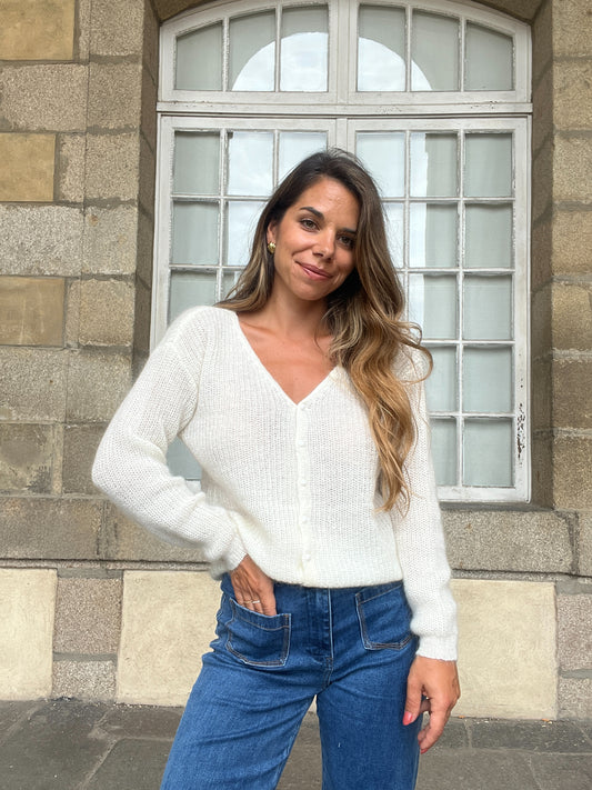 Cardigan en laine blanc Alice