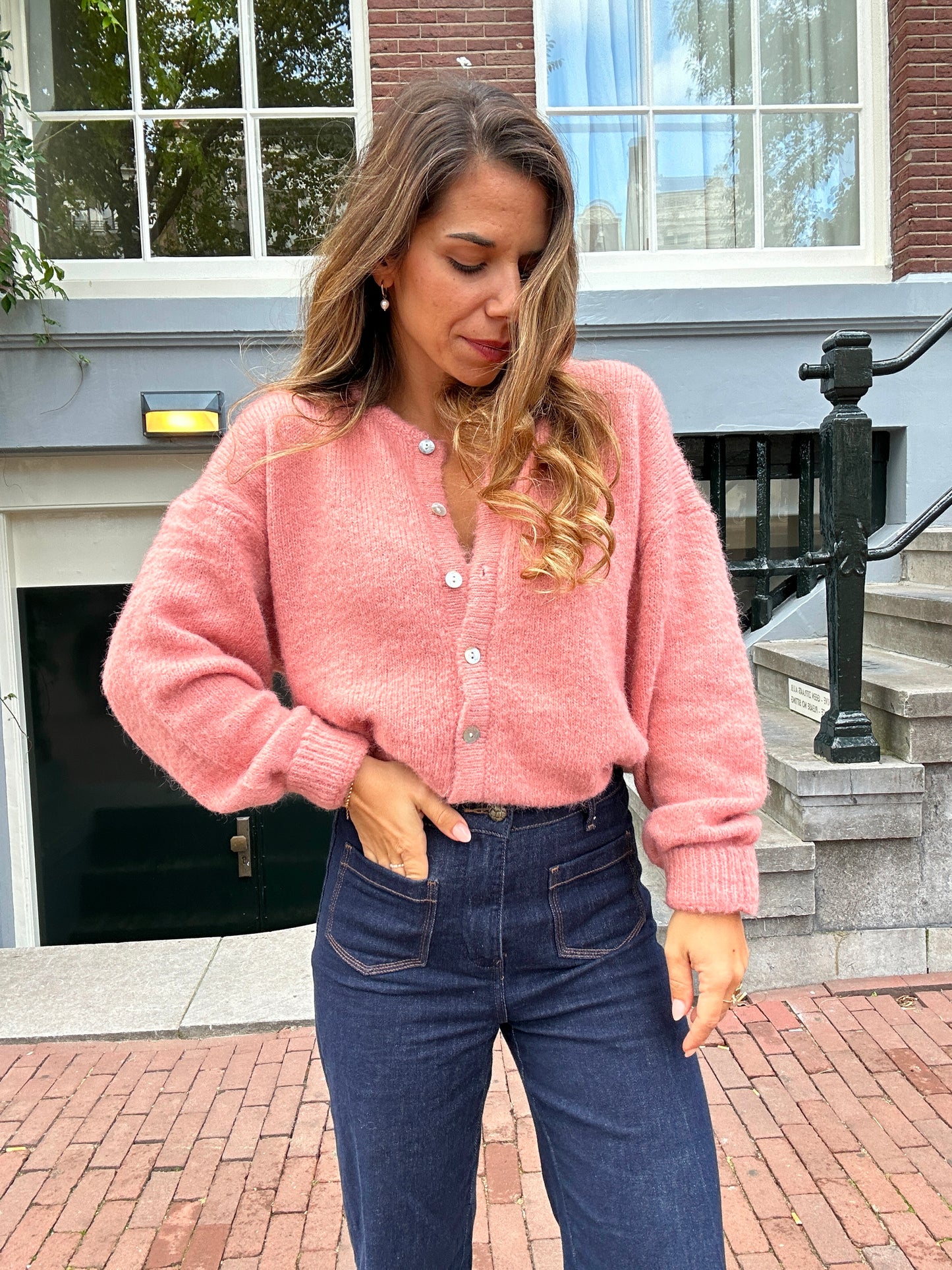 Cardigan Charlie vieux rose