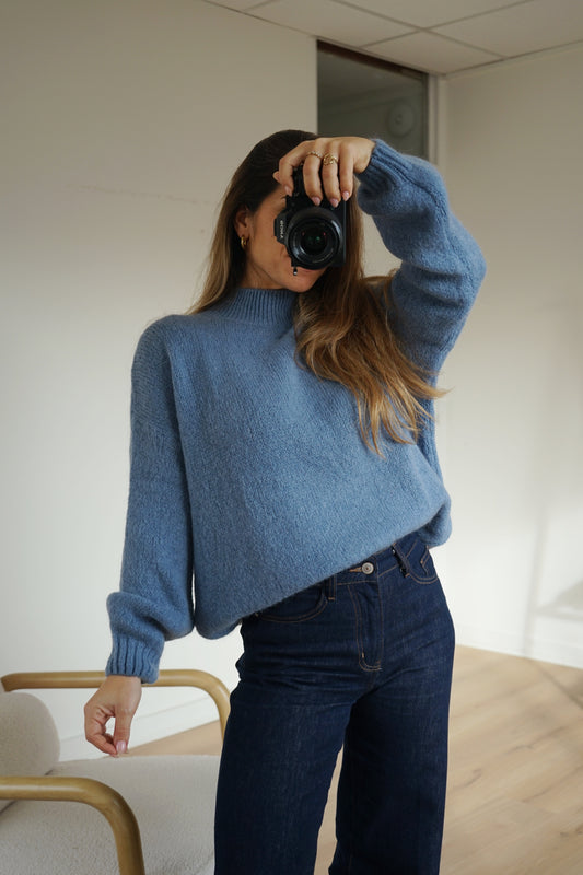 Pull en maille à col rond Hortense bleu