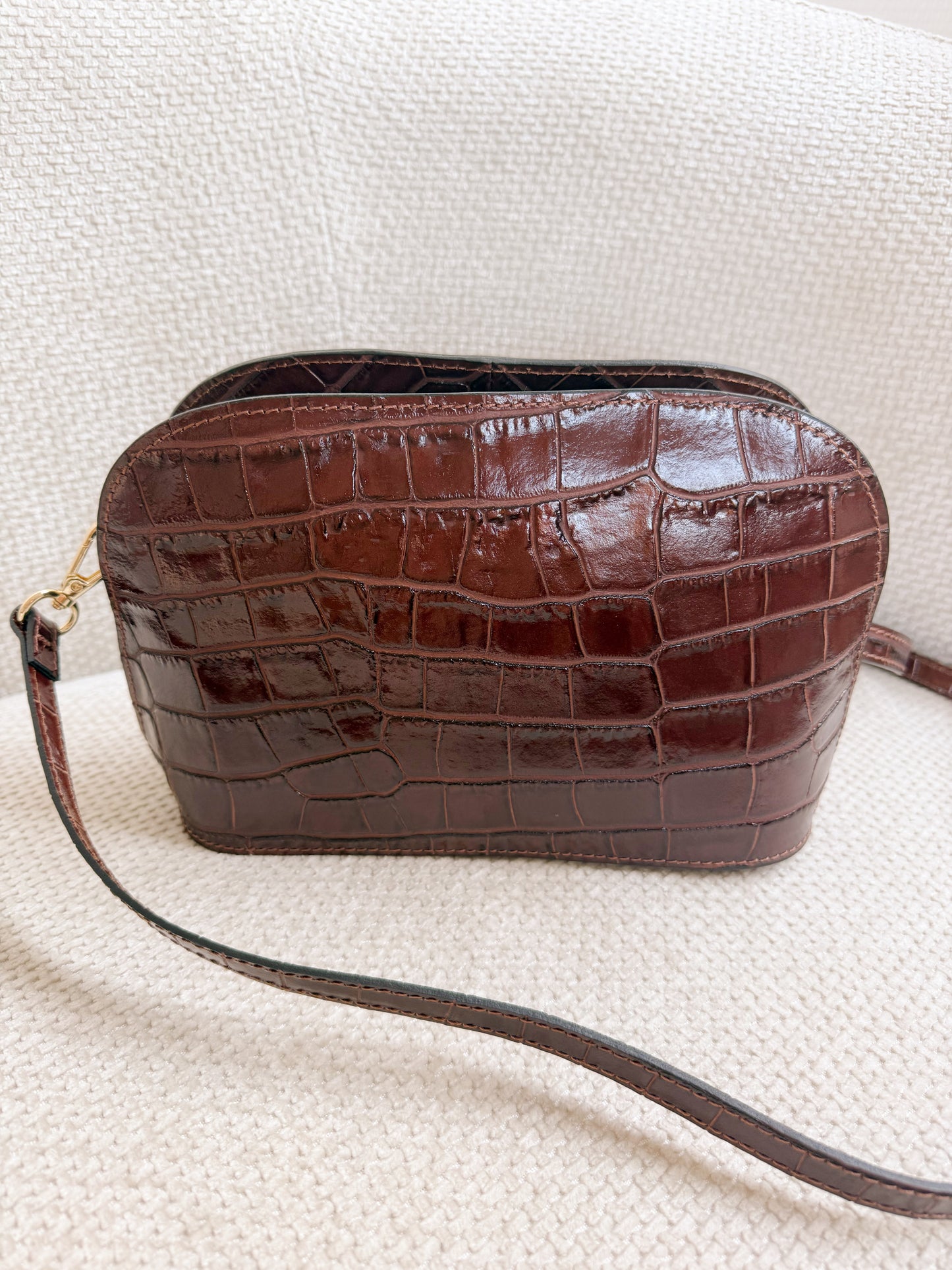 Sac à main croco Côme marron