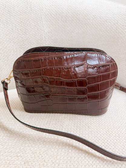 Sac à main croco Côme marron