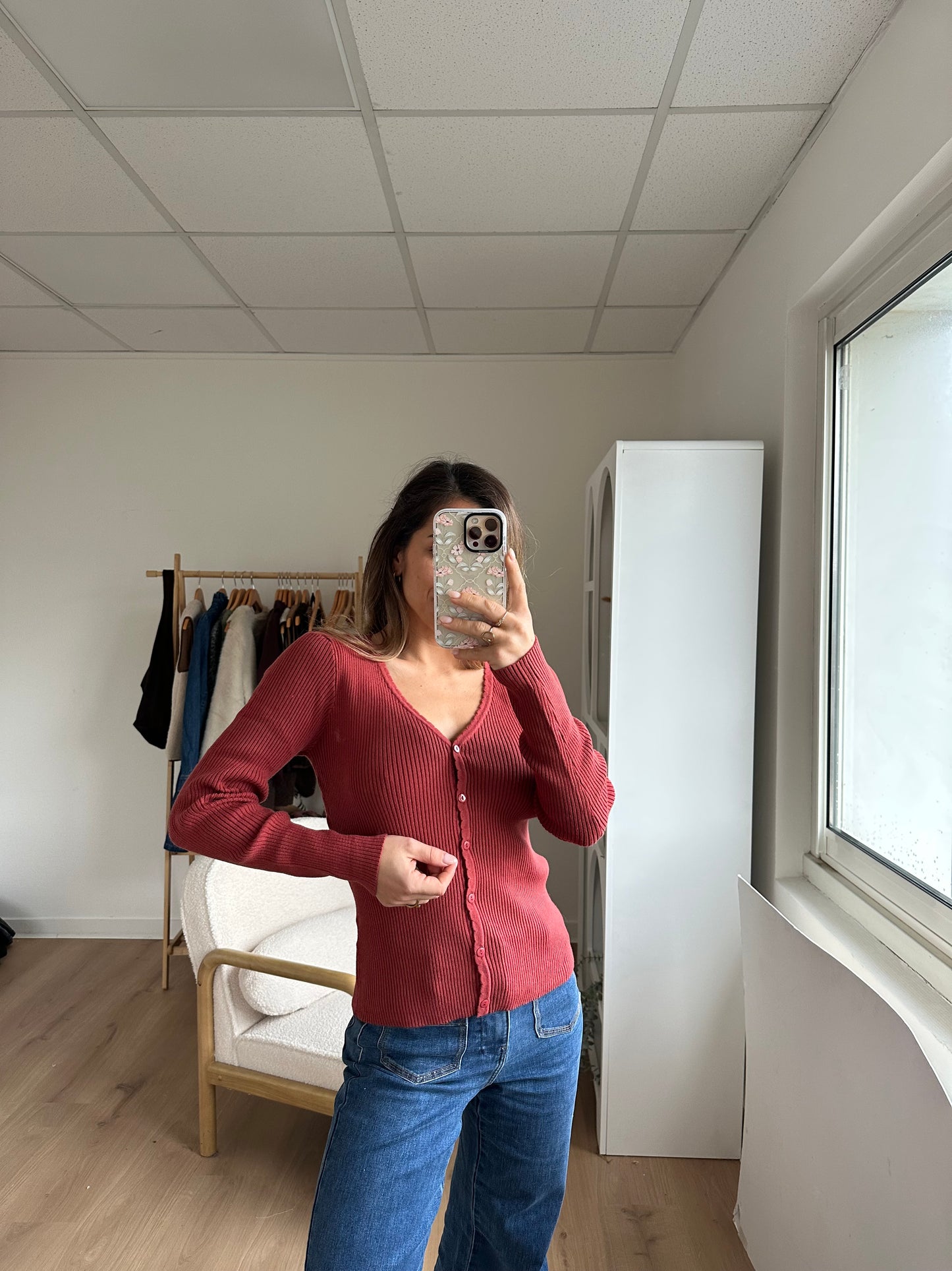 Cardigan fin Louise terracotta