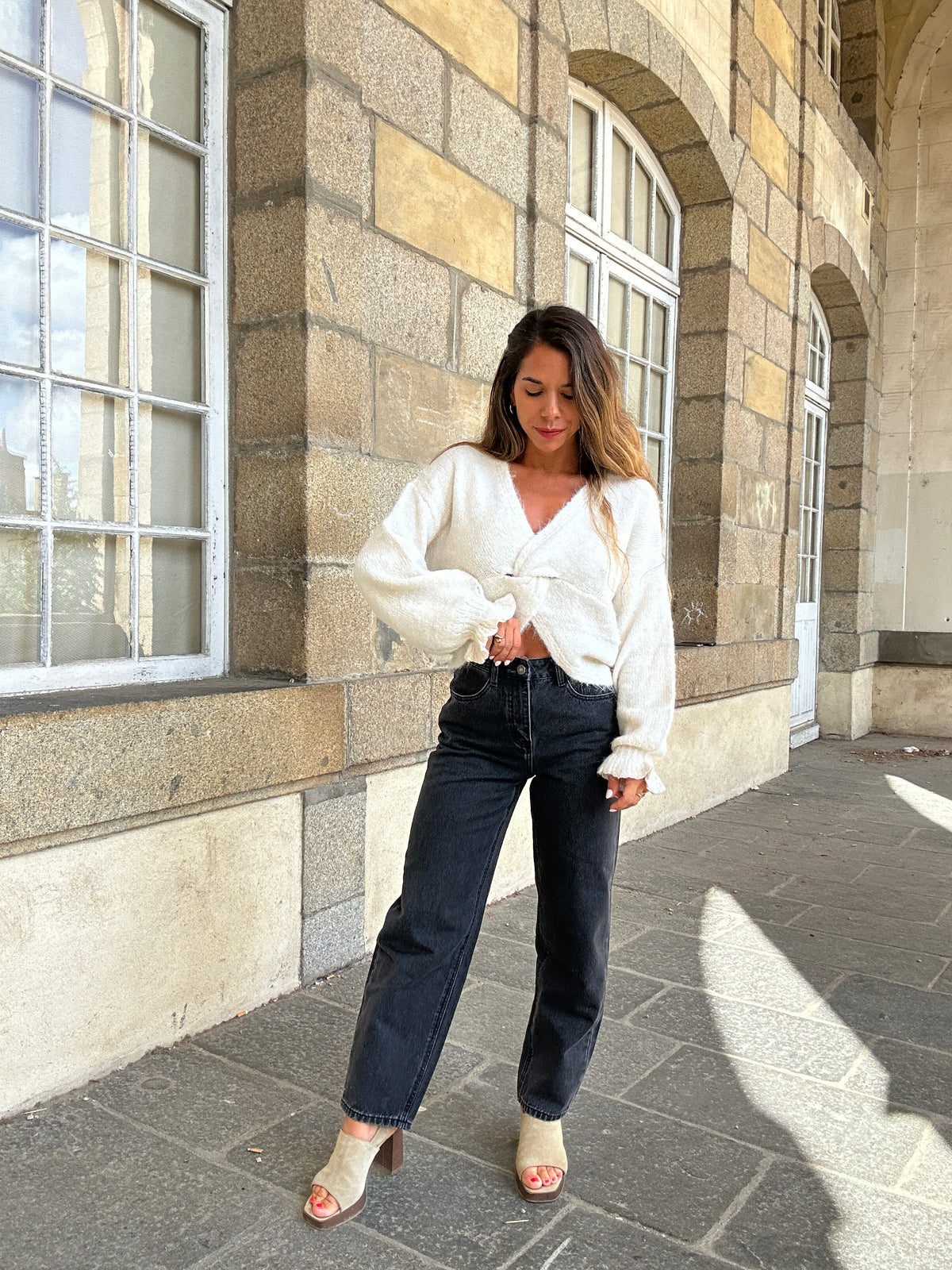 Pull en laine beige Olympe