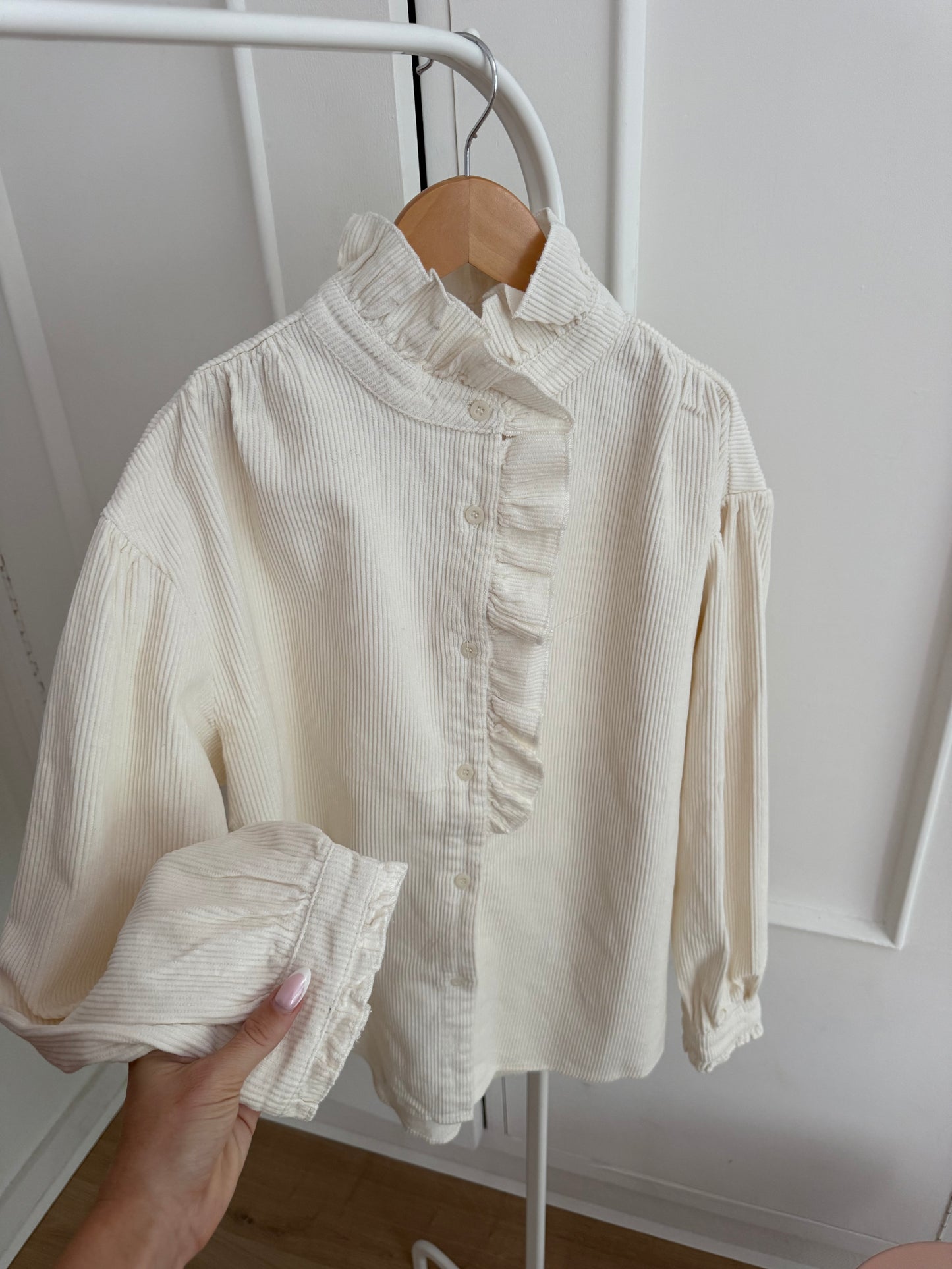 Blouse à col volanté Margaux blanche