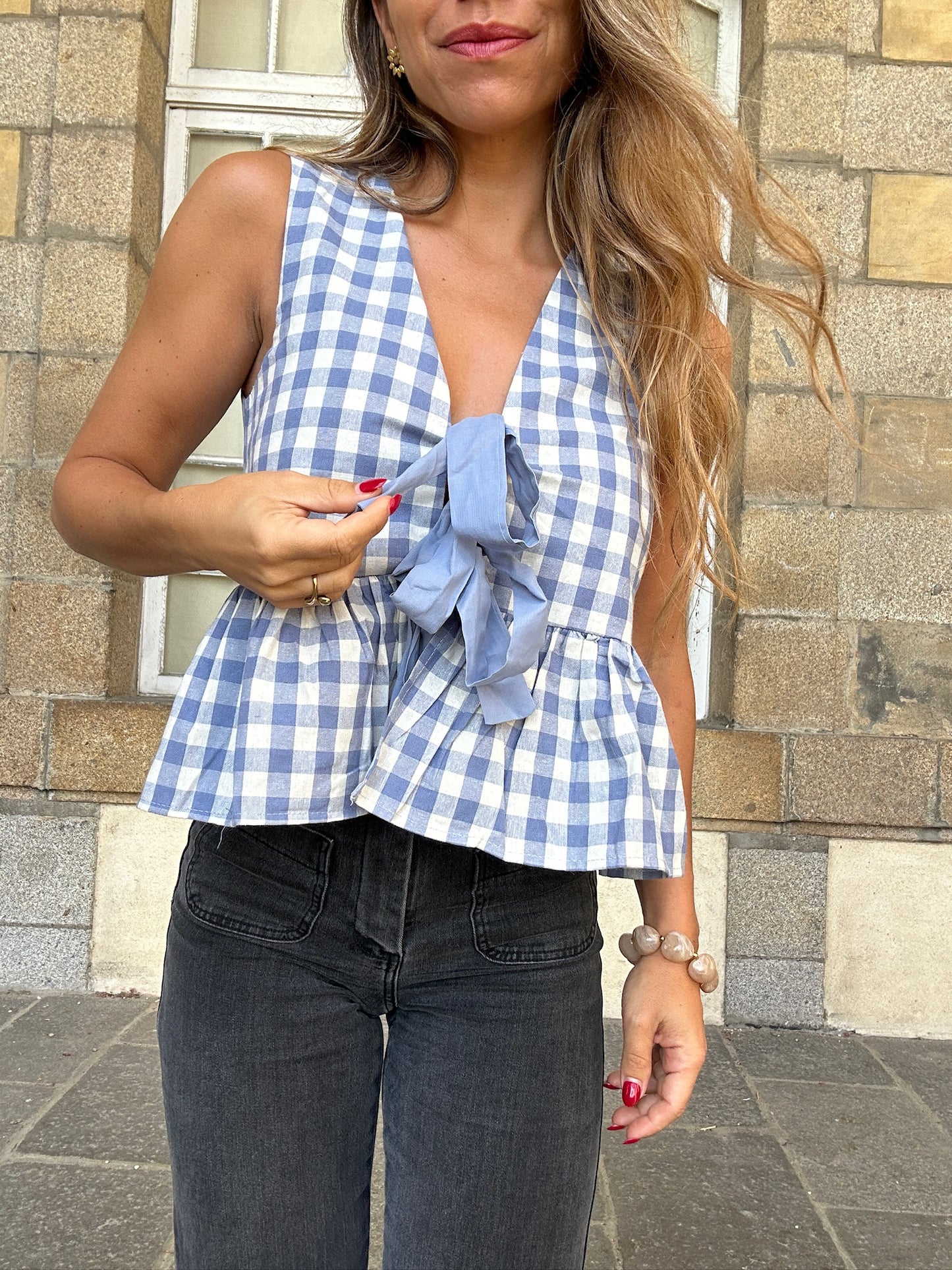 Top Louison à noeuds bleu