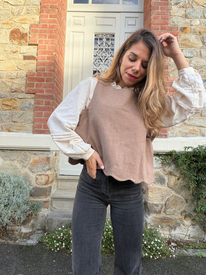 Pull sans manches taupe Charline