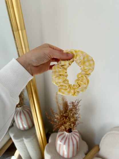 Chouchou en coton vichy jaune