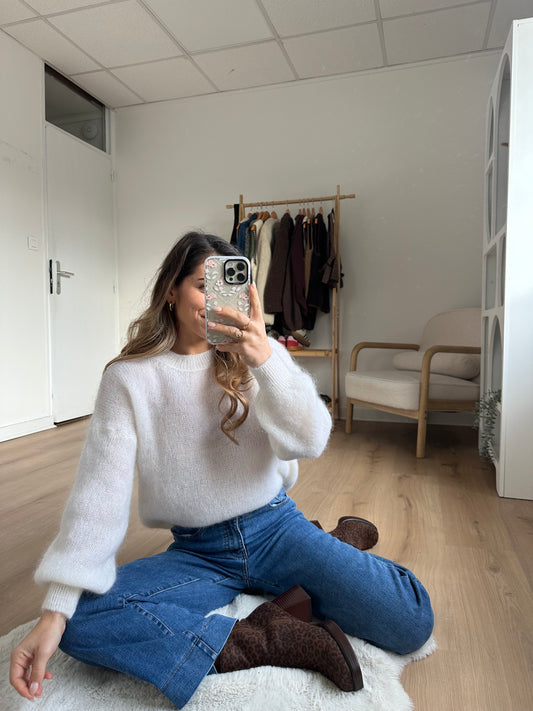 Maille en mohair et laine Gaia blanche