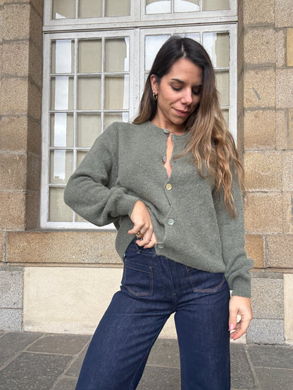 Maille en laine Léonie olive