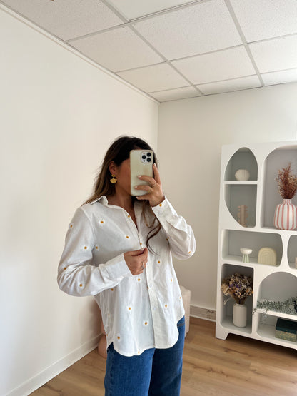 Chemise blanche à fleurs Marguerite