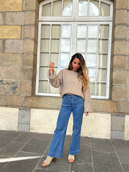 Pull en laine Taupe Henri