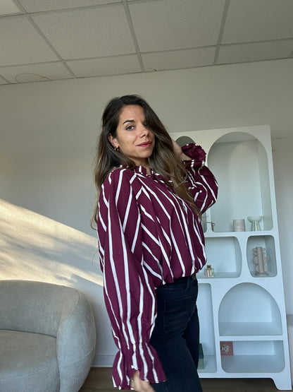 Chemise Nina à rayures bordeaux