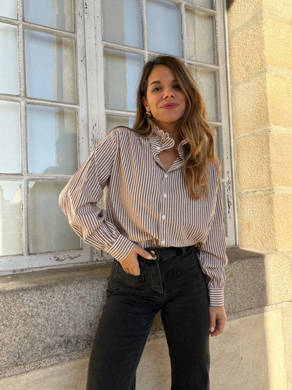 Chemise rayée chocolat Elise