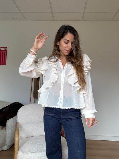 Blouse à volants Mia écrue