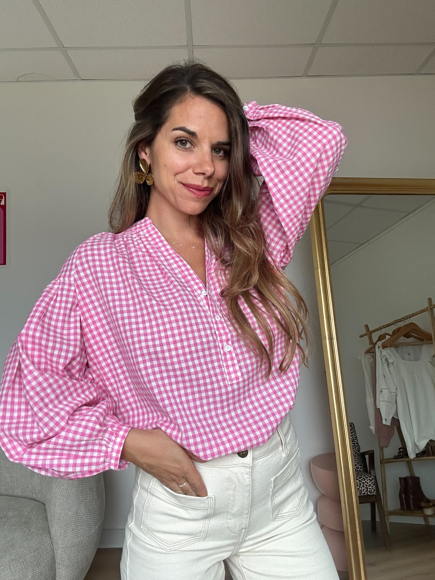 Blouse vichy rose Clothilde