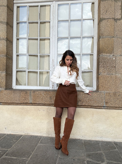 Jupe effet laine Lou chocolat