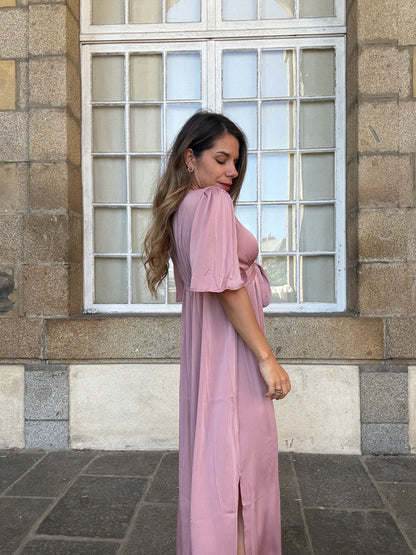 Robe longue Suzy vieux rose