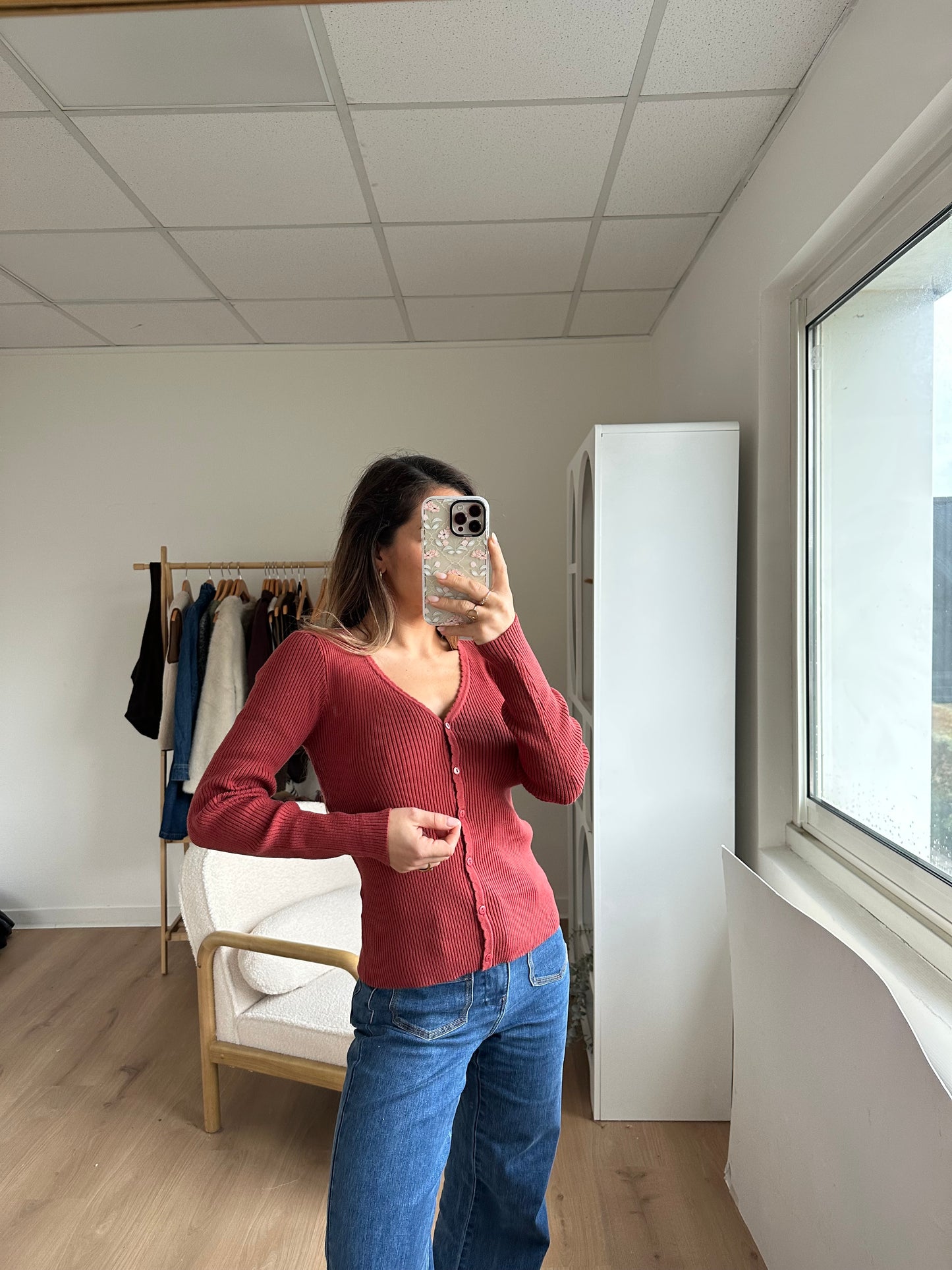 Cardigan fin Louise terracotta