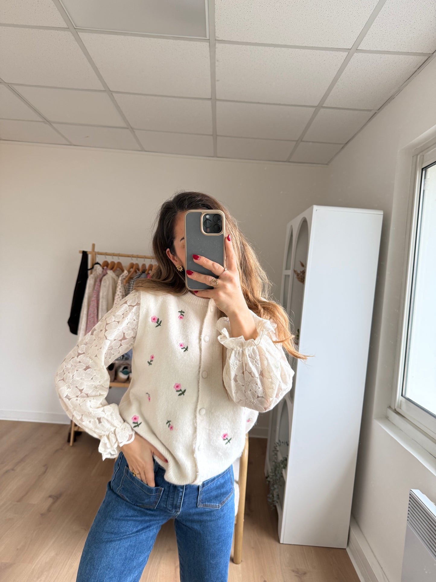 Pull sans manches fleuri Lina