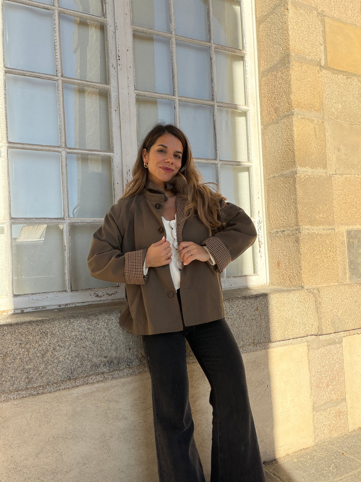 Veste trench Alice en coton kaki