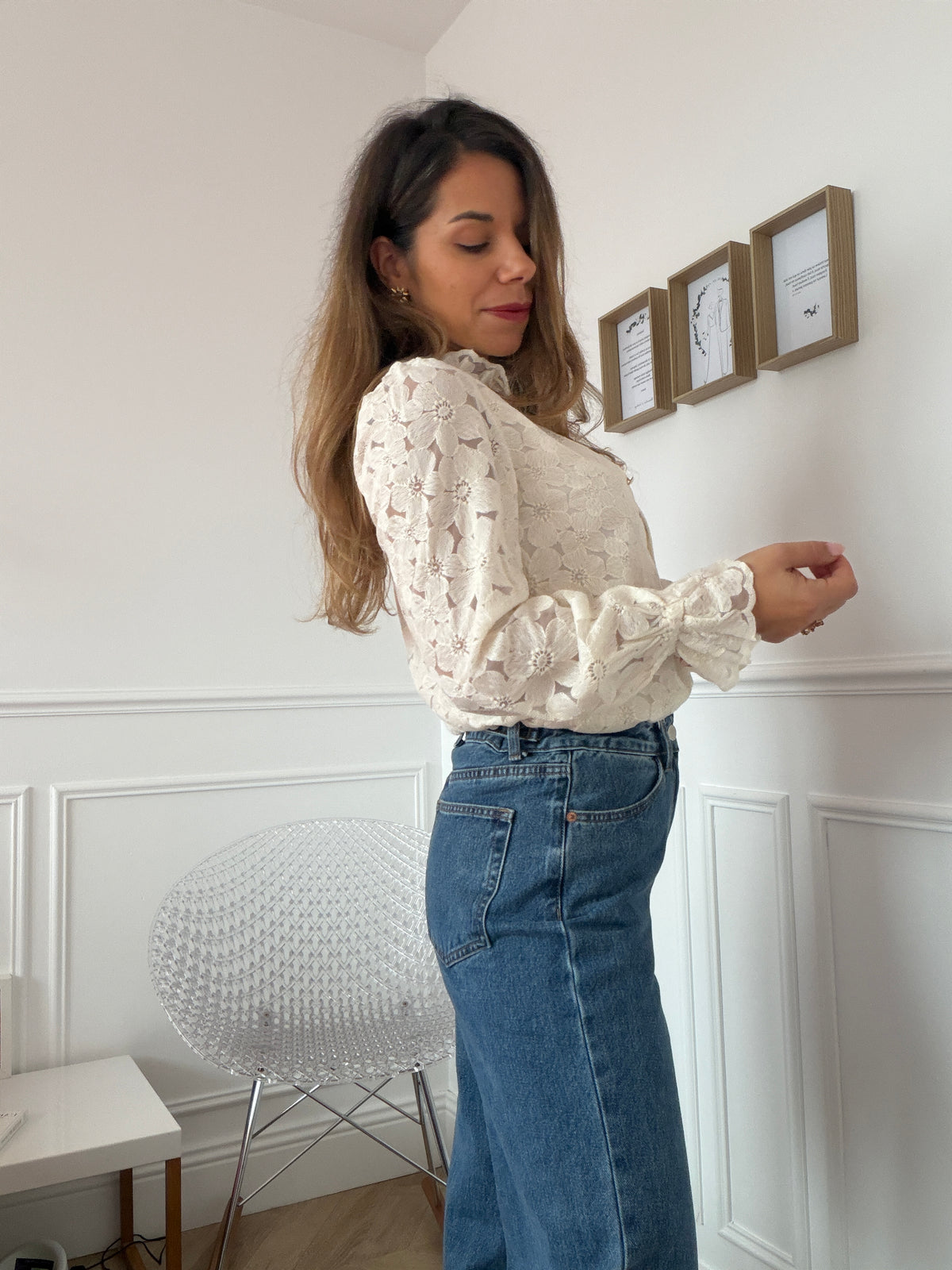 Blouse en dentelle écrue Léandre