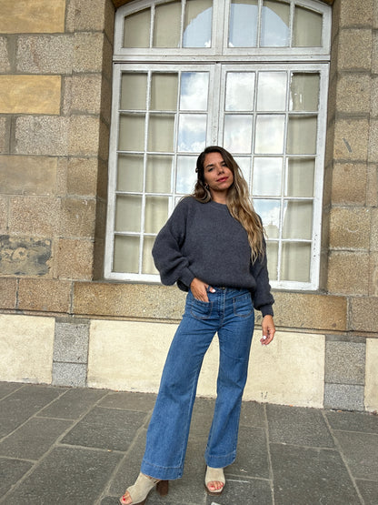 Maille en mohair et laine Gaia gris foncé