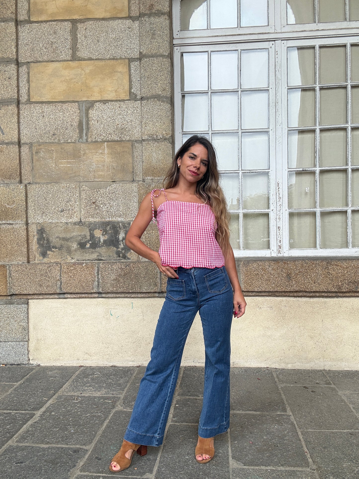 Top vichy Aimée rouge