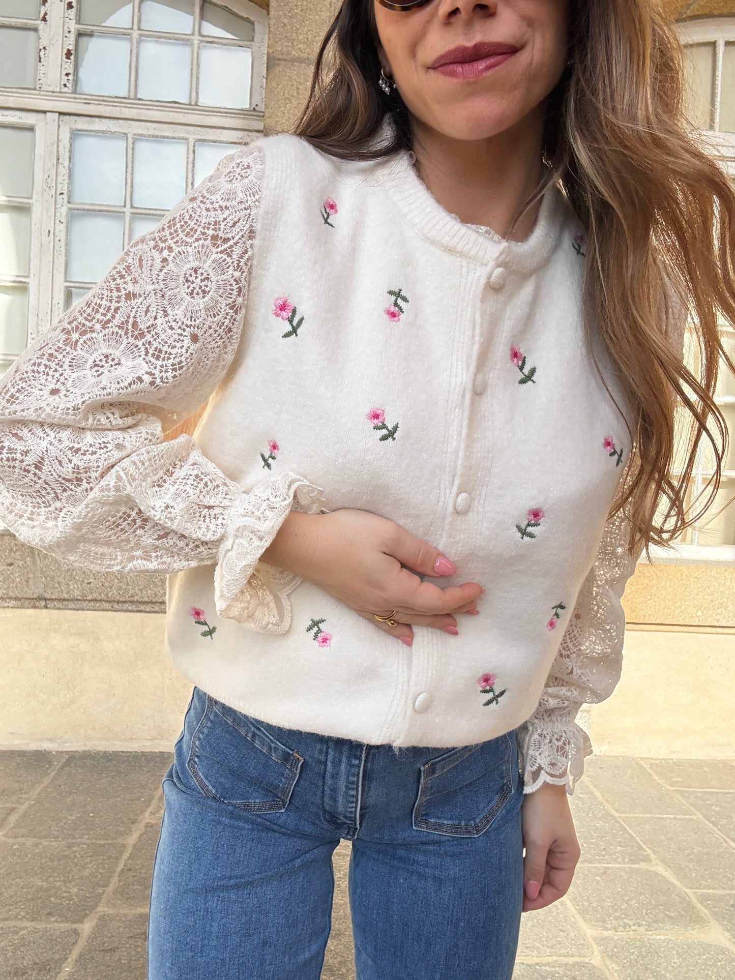 Pull sans manches fleuri Lina