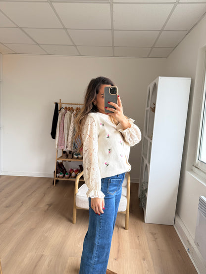 Pull sans manches fleuri Lina