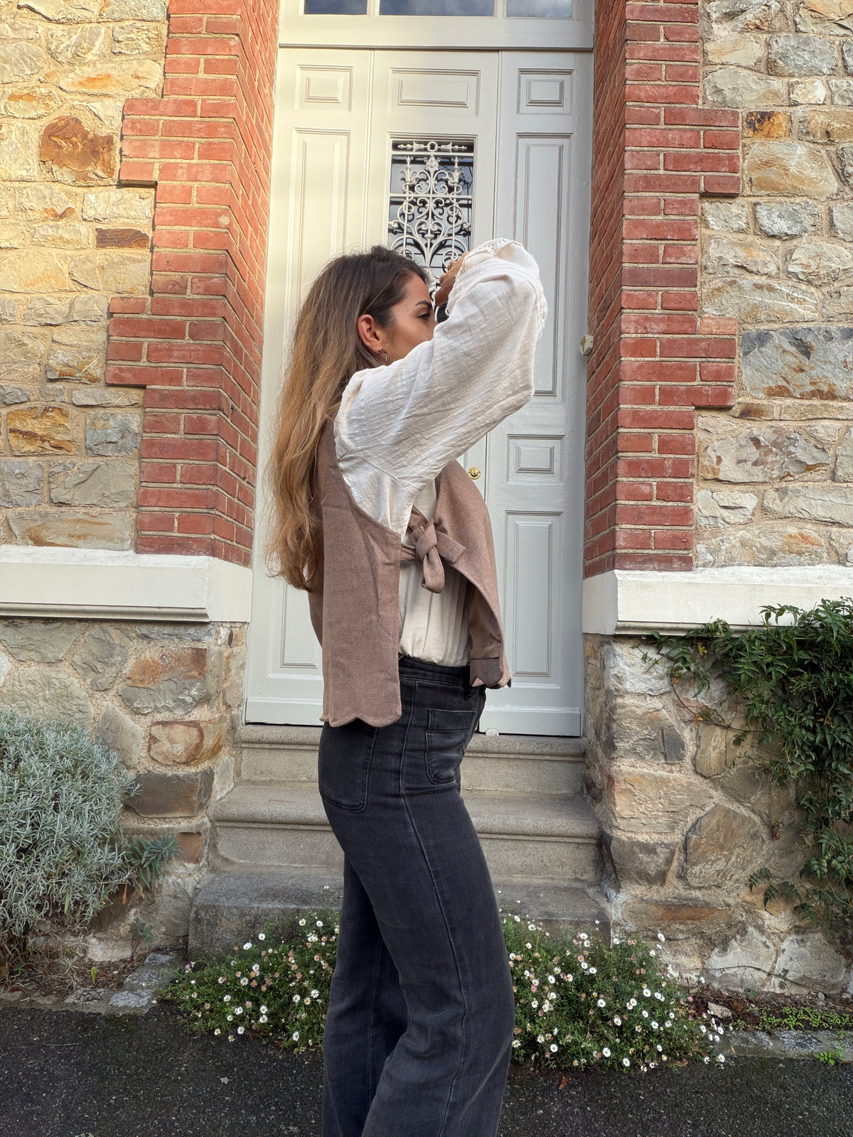 Pull sans manches taupe Charline