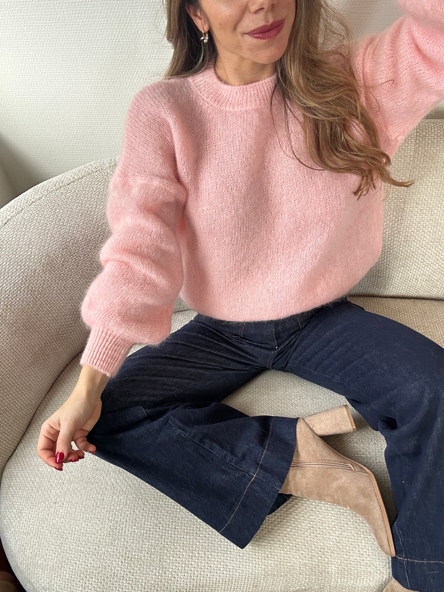 Maille en mohair et laine Gaia baby pink