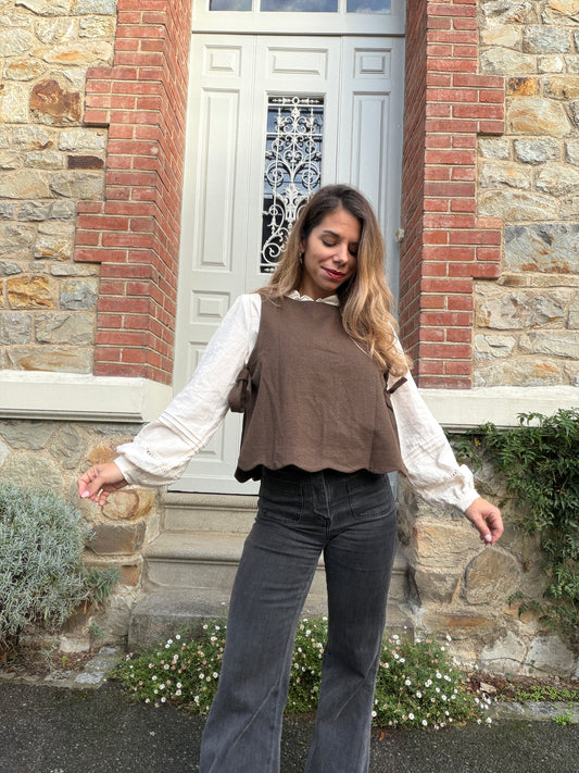 Pull sans manches chocolat Charline