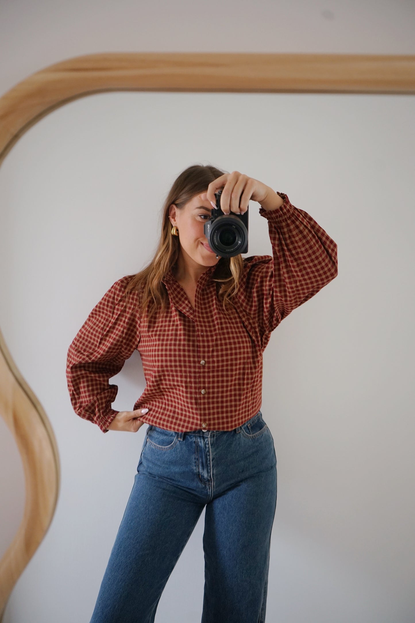 Blouse à carreaux Sybille bordeaux