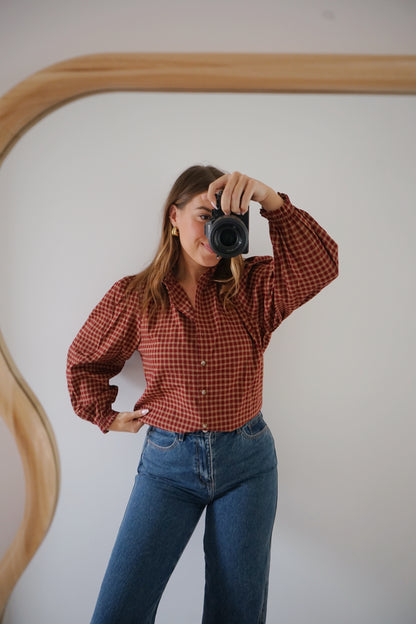 Blouse à carreaux Sybille bordeaux
