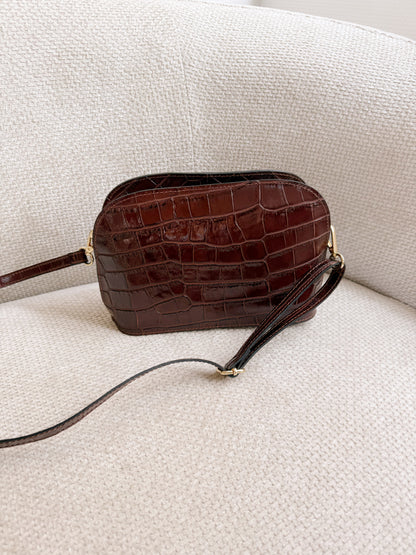 Sac à main croco Côme marron
