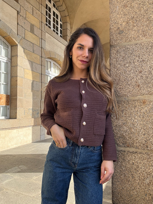 Cardigan à grosses mailles Giulia chocolat