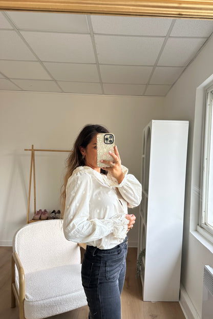 Blouse à col large Ambre beige