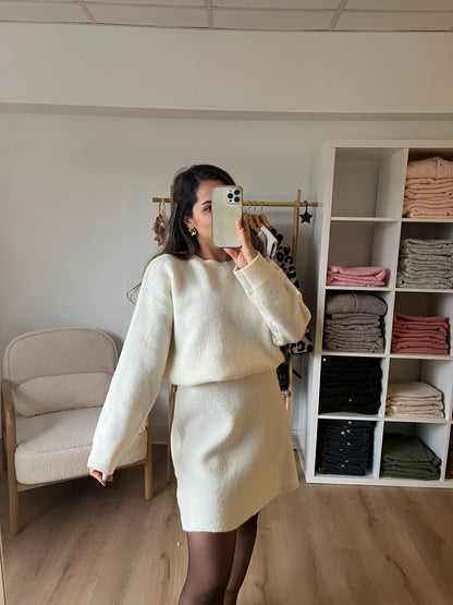 Robe Edith écru (Ensemble Jupe et Pull)
