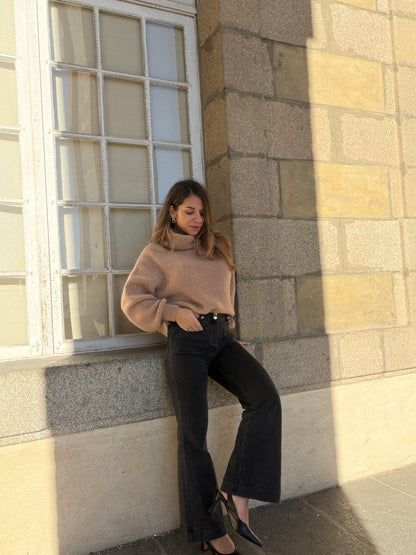 Maille col roulé en mohair et laine Faustine camel