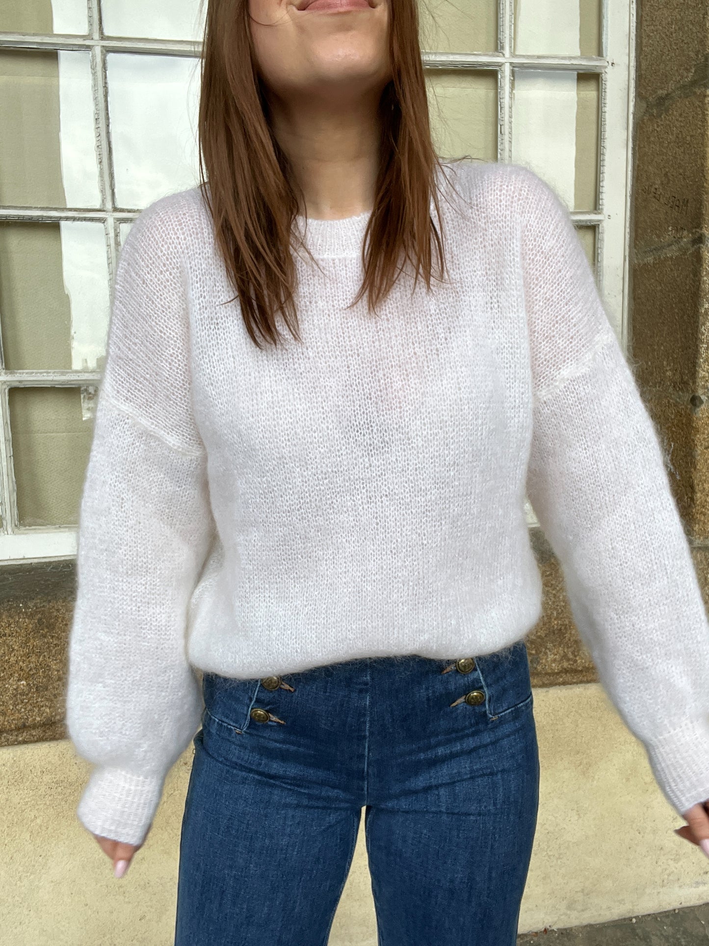 Maille en mohair et laine Gaia blanche