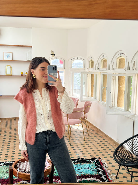 Gilet sans manches en mohair et laine Alma